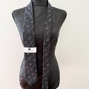 Michael Strahan Necktie Silk Dotted Geometric, Mens One Size Black Silver